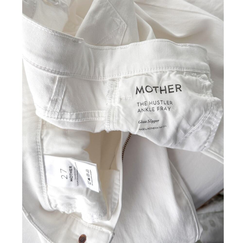 MOTHER The Hustler Ankle Fray Jeans in Glass Slipper White Cropped Denim - Picture 2 of 11